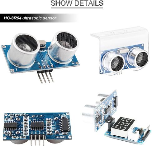 5 pcs HC-SR04 Ultrasonic Sensor Distance Module High Sensitivity Ultrasonic Module + Ultrasonic Sensor ranging Display Module with Mounting Bracket Dupont Cable Screw nut kit in Saudi Arabia