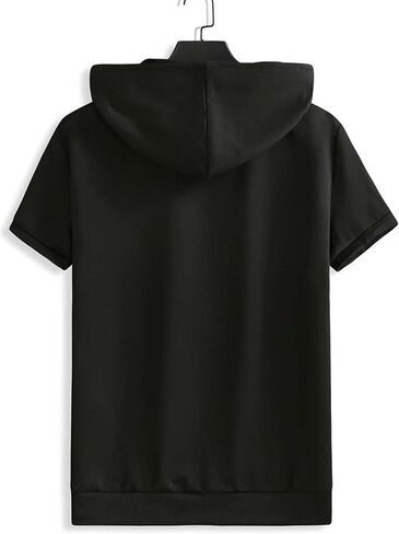 SweatyRocks Men's Short Sleeve Drawstring Hooded Tee Top Zip Front Pullover T Shirt with Pocket in Saudi Arabia