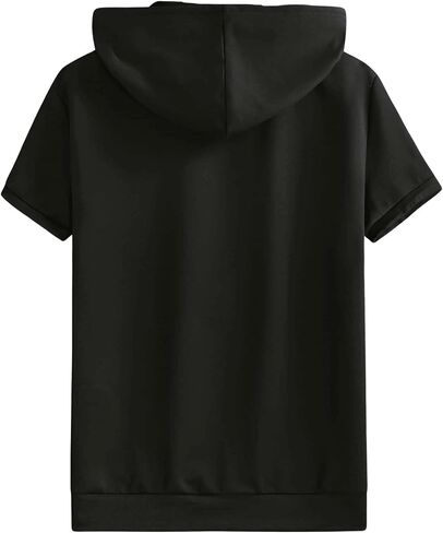 SweatyRocks Men's Short Sleeve Drawstring Hooded Tee Top Zip Front Pullover T Shirt with Pocket in Saudi Arabia