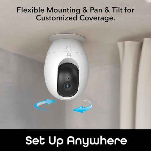 كاميرا Geeni الذكية للحيوانات الأليفة في الأماكن المغلقة، كاميرا PTZ ذات تدوير تلقائي - 2K Quad HD، تنبيهات كشف الحركة، رؤية ليلية، مراقبة منزلية فيديو ذكية للأمان الصوتي في اتجاهين، متوافقة مع Alexa، Google Home in Kuwait