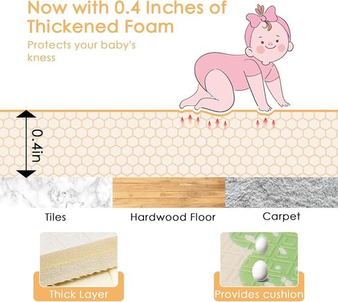 79/''x71/''x0.4/'' Extra Large Waterproof Foldable Baby Floor Play Mat, XPE Foam Playmat for Infants Babies from Newborns to Toddlers, Crawl Walk, Reversible & Portable Dino and Track Pattern in Saudi Arabia