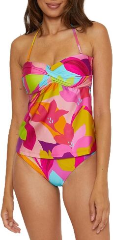 Trina Turk Women's Standard Lilleth Tankini Bikini Top, Floral Print, Adjustable, Tie Back, Swimwear Separates in Saudi Arabia