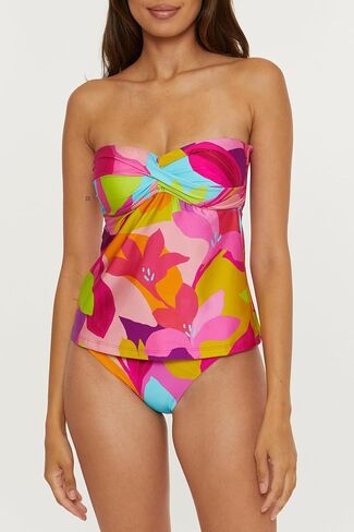 Trina Turk Women's Standard Lilleth Tankini Bikini Top, Floral Print, Adjustable, Tie Back, Swimwear Separates in Saudi Arabia