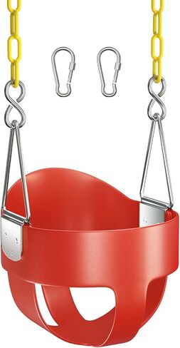 AGPTEK High Back Full Bucket Toddler Swing Seat with Yellow Coated Swing Chains and Carabiners Baby Swing Outdoor for Easy Install (Black) in Saudi Arabia
