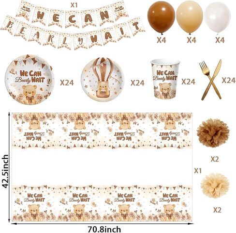 مجموعة زينة استحمام الطفل الدب| يمكننا أن ننتظر شعارًا | ديكور الحفلات الذي يكشف عن الجنس | ديكور الدب المحايد للجنسين للأولاد والبنات لحفلات أعياد الميلاد ذات طابع الدب in Kuwait