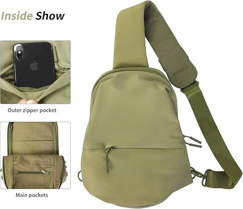 حقيبة حبال صغيرة للرجال والنساء، حقيبة صدر مقاس 12.9 بوصة وحقيبة كتف واحدة باللون الأخضر in Kuwait