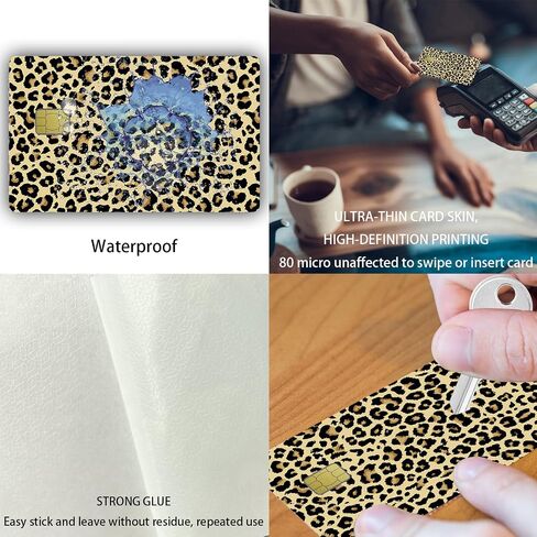 Leopard Print Credit Card Stickers Skin No Bubble Slim Waterproof Anti-Wrinkling Removable Vinyl Debit Skin Cover Credit Card Decals in Saudi Arabia