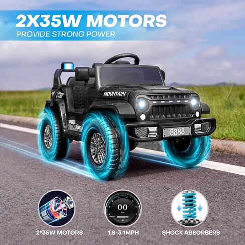 TEOAYEAH Kids Ride On Truck Car 12V، مركبة كهربائية تعمل بالبطارية مع محركات 2x35W، جهاز تحكم عن بعد، عجلات كبيرة، موسيقى لاسلكية، هدية مثالية للأطفال، P1 كبير، وردي in Saudi Arabia