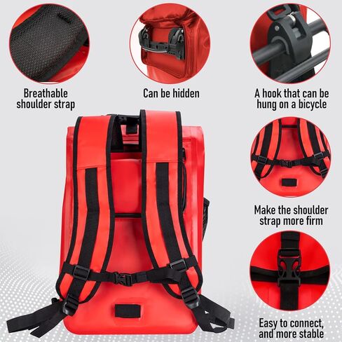 3 in 1 Bike Bag Waterproof Bike Pannier Bag 29L Large Capacity Bike Rack Bag Professional Cycling Accessories for Bicycles Rear Rack (Red) in Kuwait