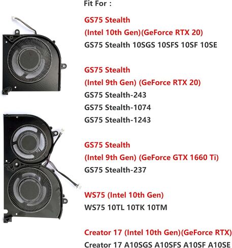 New CPU+GPU Cooling Fan for MSI GS75 Stealth P75 WS75 MS-17G1 MS-17G2 MS-17G3 P/N: BS5005HS-U3I BS5005HS-U3J MS-17G1 MS-17G2 MS-17G3 in Saudi Arabia