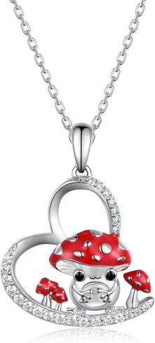 قلادة الفطر 925 من الفضة الاسترليني الضفدع الفطر قلادة مجوهرات هدايا للنساء والفتيات in Kuwait