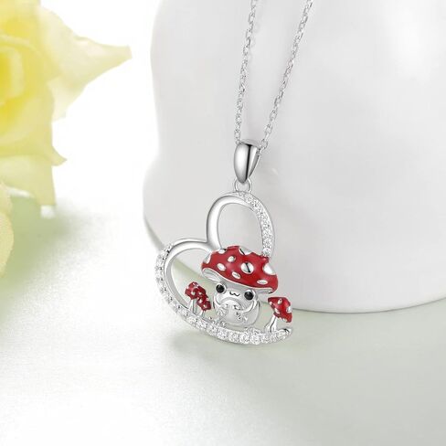 قلادة الفطر 925 من الفضة الاسترليني الضفدع الفطر قلادة مجوهرات هدايا للنساء والفتيات in Kuwait