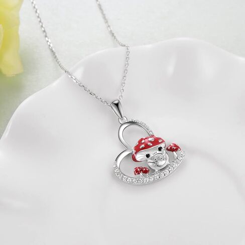 قلادة الفطر 925 من الفضة الاسترليني الضفدع الفطر قلادة مجوهرات هدايا للنساء والفتيات in Kuwait