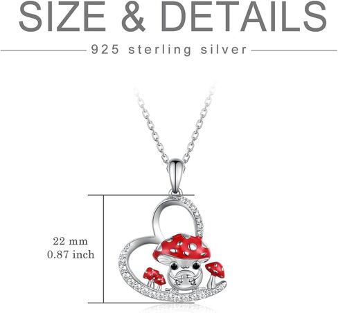 قلادة الفطر 925 من الفضة الاسترليني الضفدع الفطر قلادة مجوهرات هدايا للنساء والفتيات in Kuwait