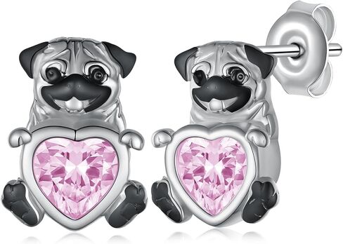 Pug Earrings Sterling Silver Dog Stud Earrings for women Pug Gifts for Women Girls in Saudi Arabia