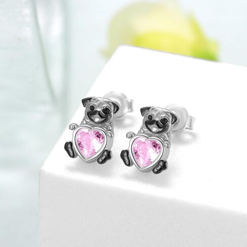 Pug Earrings Sterling Silver Dog Stud Earrings for women Pug Gifts for Women Girls in Saudi Arabia