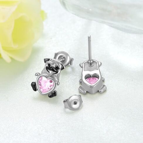 Pug Earrings Sterling Silver Dog Stud Earrings for women Pug Gifts for Women Girls in Saudi Arabia