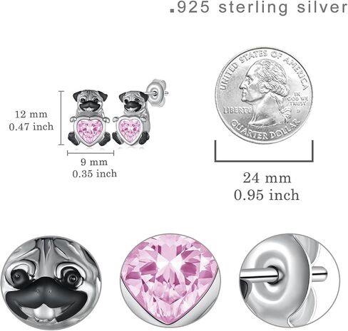 Pug Earrings Sterling Silver Dog Stud Earrings for women Pug Gifts for Women Girls in Saudi Arabia