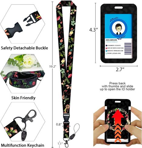Personalized ID Badge Holder with Lanyard, Flower Retractable Badge Reel with Carabiner Clip, Breakaway Lanyard for Keys, Initial Black Work ID Name Card Holder for Teacher Women Gifts (Letter A) in Saudi Arabia