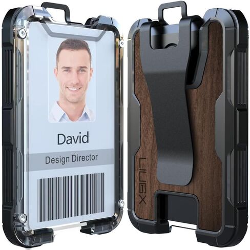LIUGX Aluminum Badge Holder / Card Holder Wallet with Box, with Carbon Fiber & Metal Clip, Durable ID Card Holder (Holds 4 Cards) for EDC Birthday Christmas - for Men, Dad, Boyfriend, Him in Saudi Arabia