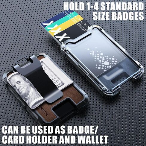 LIUGX Aluminum Badge Holder / Card Holder Wallet with Box, with Carbon Fiber & Metal Clip, Durable ID Card Holder (Holds 4 Cards) for EDC Birthday Christmas - for Men, Dad, Boyfriend, Him in Saudi Arabia