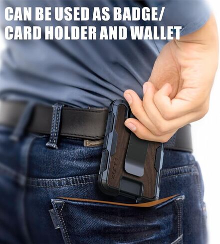 LIUGX Aluminum Badge Holder / Card Holder Wallet with Box, with Carbon Fiber & Metal Clip, Durable ID Card Holder (Holds 4 Cards) for EDC Birthday Christmas - for Men, Dad, Boyfriend, Him in Saudi Arabia