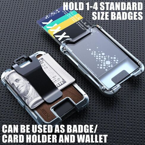 LIUGX Aluminum Badge Holder / Card Holder Wallet with Box, with Carbon Fiber & Metal Clip, Durable ID Card Holder (Holds 4 Cards) for EDC Birthday Christmas - for Men, Dad, Boyfriend, Him in Saudi Arabia