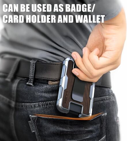 LIUGX Aluminum Badge Holder / Card Holder Wallet with Box, with Carbon Fiber & Metal Clip, Durable ID Card Holder (Holds 4 Cards) for EDC Birthday Christmas - for Men, Dad, Boyfriend, Him in Saudi Arabia