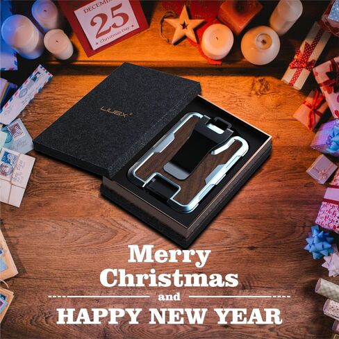 LIUGX Aluminum Badge Holder / Card Holder Wallet with Box, with Carbon Fiber & Metal Clip, Durable ID Card Holder (Holds 4 Cards) for EDC Birthday Christmas - for Men, Dad, Boyfriend, Him in Saudi Arabia