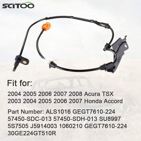 SCITOO 2 قطعة أجهزة استشعار سرعة العجلة الأمامية اليسرى اليمنى ABS مناسبة لـ 2004 2005 2006 2007 2008 لـ Acura TSX، 2003 2004 2005 2006 2007 لهوندا لـ Accord ALS1097 ALS1016 in Saudi Arabia