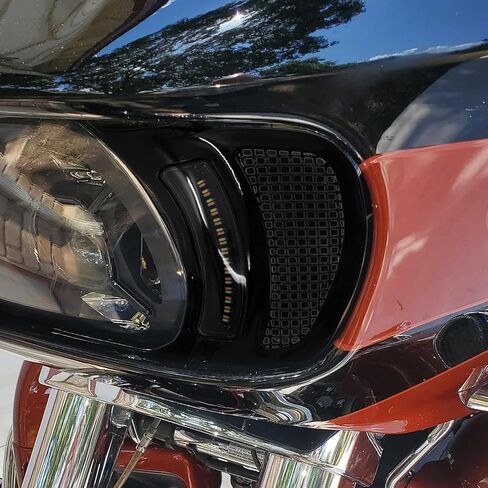 HDBUBALUS دراجة نارية المصباح الأمامي تنفيس لهجة بدوره إشارة LED أضواء جانبية ل Harley Road Glide FLTRX 2015-2023 (اللون: أسود بالكامل) in Saudi Arabia