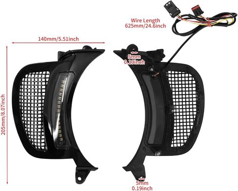 HDBUBALUS دراجة نارية المصباح الأمامي تنفيس لهجة بدوره إشارة LED أضواء جانبية ل Harley Road Glide FLTRX 2015-2023 (اللون: أسود بالكامل) in Saudi Arabia