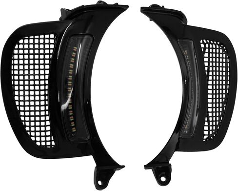 HDBUBALUS دراجة نارية المصباح الأمامي تنفيس لهجة بدوره إشارة LED أضواء جانبية ل Harley Road Glide FLTRX 2015-2023 (اللون: أسود بالكامل) in Saudi Arabia