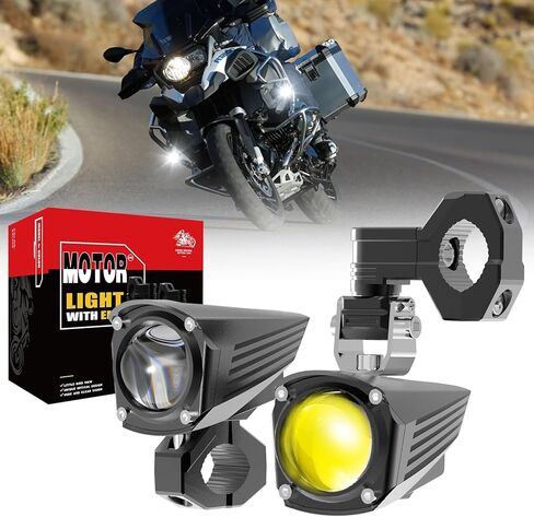 مصابيح ضباب LED للدراجات النارية من CO LIGHT، ضوء قيادة مساعد 60 وات 18000 لومين، أضواء كاشفة مزدوجة اللون، أضواء وامضة كهرمانية بيضاء مع 5 أوضاع لمجموعة أدوات تسخير الأسلاك، لسيارة شاحنة قارب ATV UTV، قطعتان in Kuwait