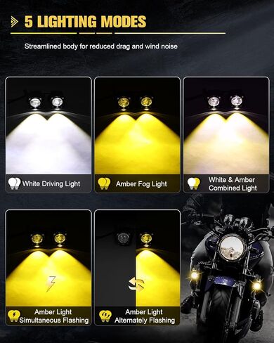 مصابيح ضباب LED للدراجات النارية من CO LIGHT، ضوء قيادة مساعد 60 وات 18000 لومين، أضواء كاشفة مزدوجة اللون، أضواء وامضة كهرمانية بيضاء مع 5 أوضاع لمجموعة أدوات تسخير الأسلاك، لسيارة شاحنة قارب ATV UTV، قطعتان in Kuwait