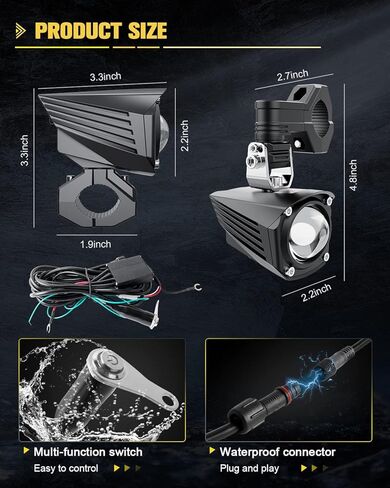 مصابيح ضباب LED للدراجات النارية من CO LIGHT، ضوء قيادة مساعد 60 وات 18000 لومين، أضواء كاشفة مزدوجة اللون، أضواء وامضة كهرمانية بيضاء مع 5 أوضاع لمجموعة أدوات تسخير الأسلاك، لسيارة شاحنة قارب ATV UTV، قطعتان in Kuwait