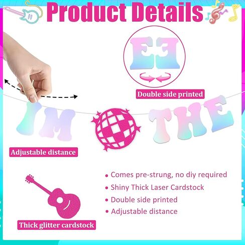 NO-DIY بريق الليزر إتس مي هاي إم ذا بيرثداي جيرل إتس مي راية، لافتة زينة عيد ميلاد شعبية، زينة عيد ميلاد شعبية، لوازم حفلات أعياد الميلاد الشهيرة وديكورات أعياد الميلاد الموسيقية in Kuwait