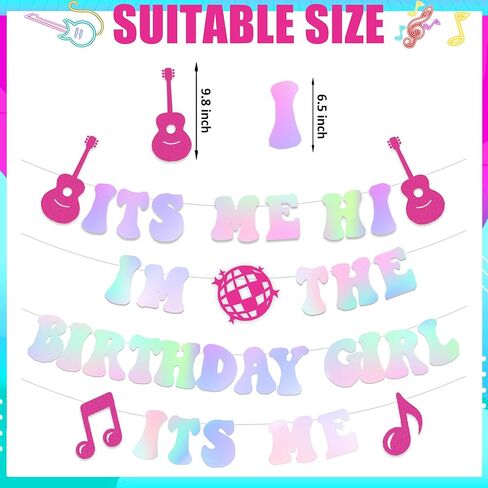 NO-DIY بريق الليزر إتس مي هاي إم ذا بيرثداي جيرل إتس مي راية، لافتة زينة عيد ميلاد شعبية، زينة عيد ميلاد شعبية، لوازم حفلات أعياد الميلاد الشهيرة وديكورات أعياد الميلاد الموسيقية in Kuwait