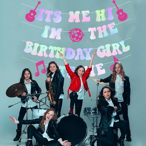 NO-DIY بريق الليزر إتس مي هاي إم ذا بيرثداي جيرل إتس مي راية، لافتة زينة عيد ميلاد شعبية، زينة عيد ميلاد شعبية، لوازم حفلات أعياد الميلاد الشهيرة وديكورات أعياد الميلاد الموسيقية in Kuwait