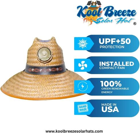 Men - Straw Hat Men's Thurman with Band - Sun Hat with Solar Panel and Built-in Fan (Extra Large) in Saudi Arabia