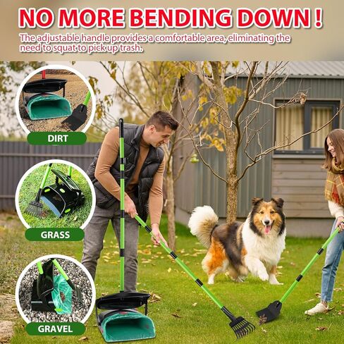 مغرفة مخلفات الكلاب الكبيرة شديدة التحمل، مغرفة مخلفات الكلاب للكلاب الصغيرة المتوسطة مع مقبض طويل لتنظيف نفايات الحيوانات الأليفة، سلة دوارة ومجرفة ومجرفة مع 40 كيس نفايات للساحات الخارجية (أحمر) in Kuwait