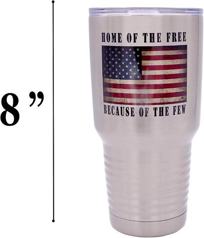 Rogue River Tactical Home of the Free USA Flag Military Veteran 30 Oz. Travel Tumbler Mug Cup w/Lid Vacuum Insulated Hot or Cold Gift in Saudi Arabia