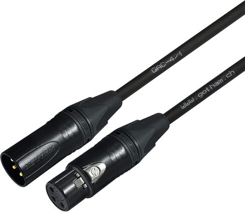WORLDS BEST CABLES 40 Foot - Gotham GAC-4/1 (Black) – Star Quad - 4xCore 2xShielded (100% Coverage) Balanced Microphone Cable w/Neutrik Gold Male to Female XLR Plugs - Custom Made in Saudi Arabia