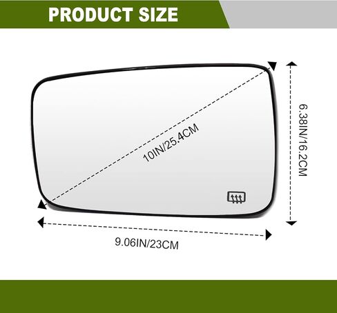 Passenger Left Side Heated Mirror Glass Compatible with 2009 2010 2011 2012 2013 2014 2015 2017 2018 Dodge Ram 1500 2500, Side Mirror With Backing Plate Replaces 68050299AA, 68079363AA in Saudi Arabia