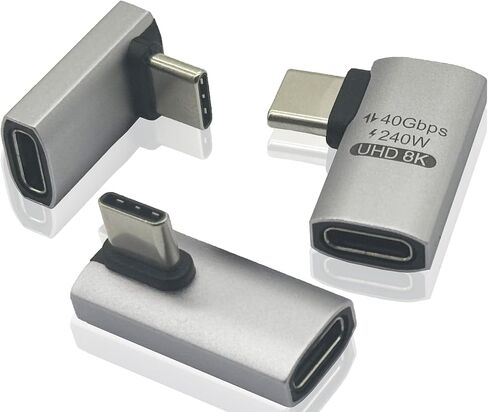 محول USB C 4.0، (3 حزم) 90 درجة 240 وات USB Type C 4.0 (USB4) محول 40 جيجابت في الثانية، يدعم فيديو 8K، مناسب للهاتف المحمول، MacBook/Air، iPhone 15/Pro/Pro Max in Kuwait
