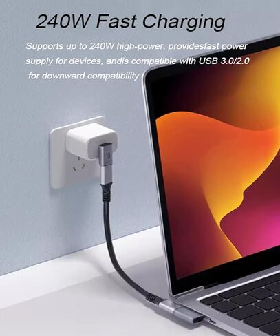 محول USB C 4.0، (3 حزم) 90 درجة 240 وات USB Type C 4.0 (USB4) محول 40 جيجابت في الثانية، يدعم فيديو 8K، مناسب للهاتف المحمول، MacBook/Air، iPhone 15/Pro/Pro Max in Kuwait