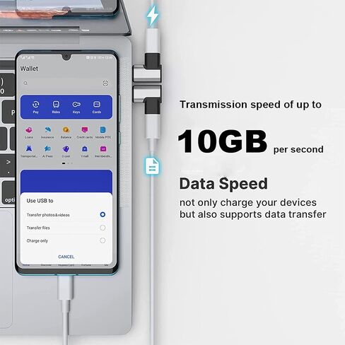محول USB C 24 دبابيس الزاوية اليمنى موصل مغناطيسي من النوع C يدعم USB PD شاحن سريع 100 وات، نقل بيانات 10 جيجابايت/ثانية، إخراج فيديو 4K@60 هرتز متوافق مع MacBook Pro/Air والمزيد من أجهزة USB-C in Kuwait