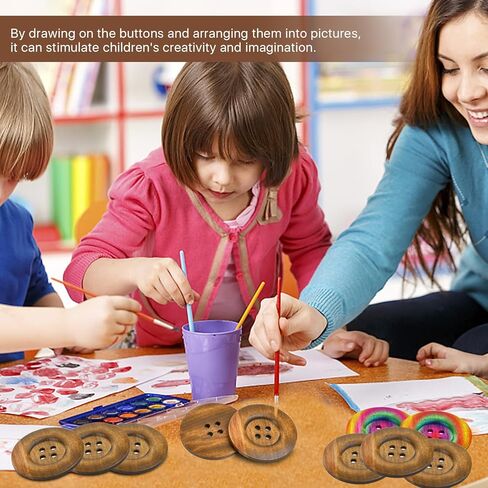 50 Pcs 2.36inch Large Wood Buttons, 4 Holes Big Size Round Sewing Button 60mm Natural Wooden Buttons for Craft DIY Projects Sewing Decoration Bag (Brown) in Kuwait