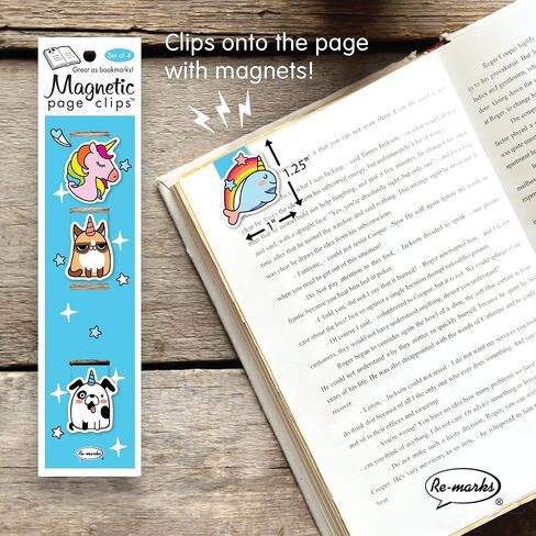 Re-marks Dinosaur and Unicorn Doodles Magnetic Page Clips, 2 Sets of 4 Page Clips, 8 Clips Total in Saudi Arabia