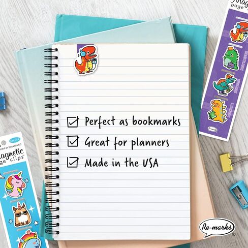 Re-marks Dinosaur and Unicorn Doodles Magnetic Page Clips, 2 Sets of 4 Page Clips, 8 Clips Total in Saudi Arabia